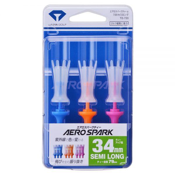 DAIYA Golf Golf Tee, Aerospark Tee, Made in Japan, Extra Long, Long, Semi-Long, Regular, 360° Oscillating Function, Break-Resistant, Golf Regulations, Beginners, Pack of 3
